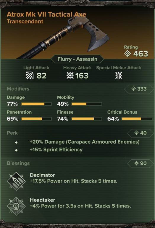 Atrox Mk VII Tactical Axe Example