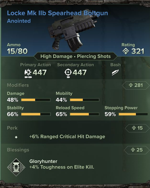 Locke Mk IIb Spearheard Boltgun Example