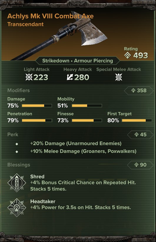 Achlys Mk VIII Combat Axe Example - Darktide