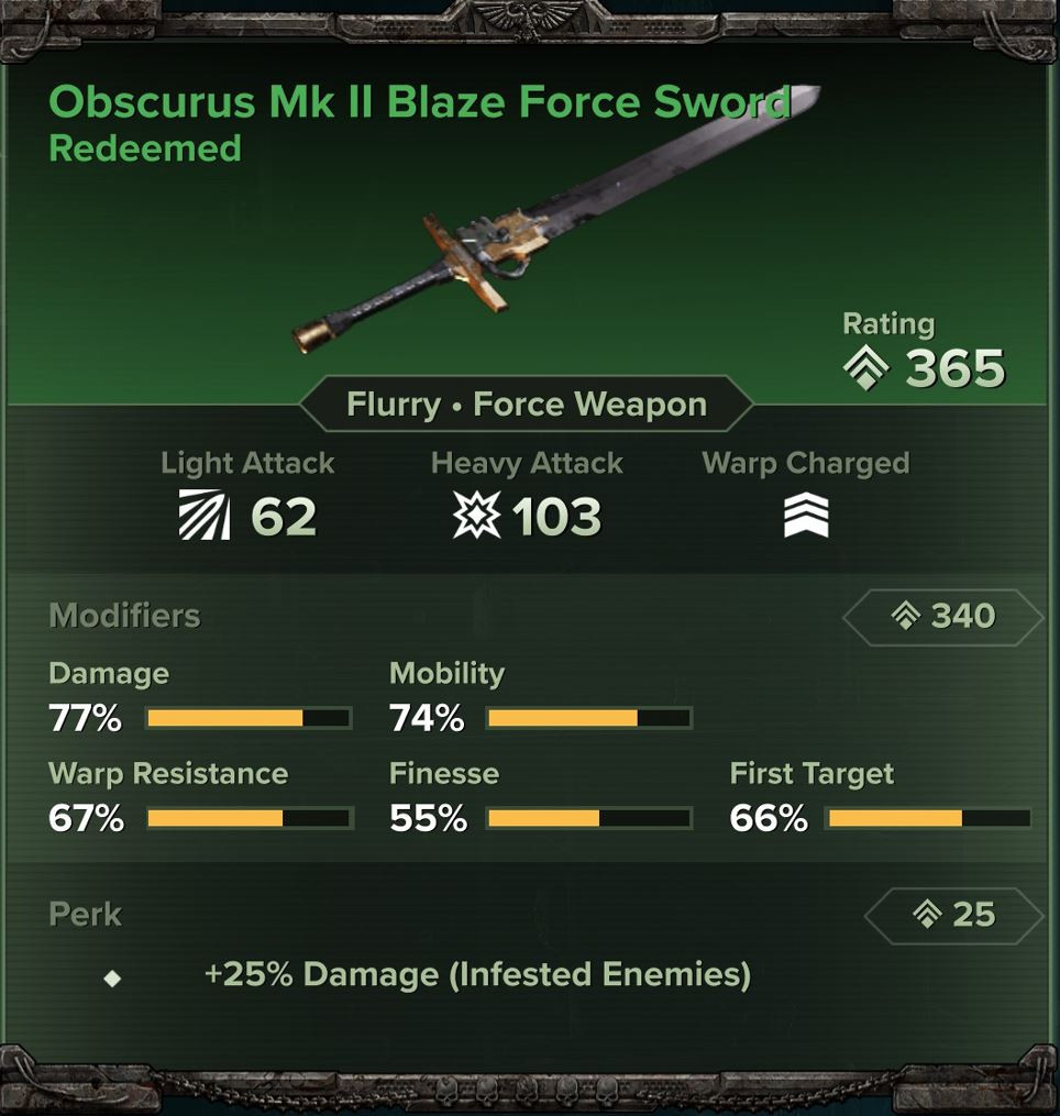 Obscurus Mk II Blaze Force Sword Example 